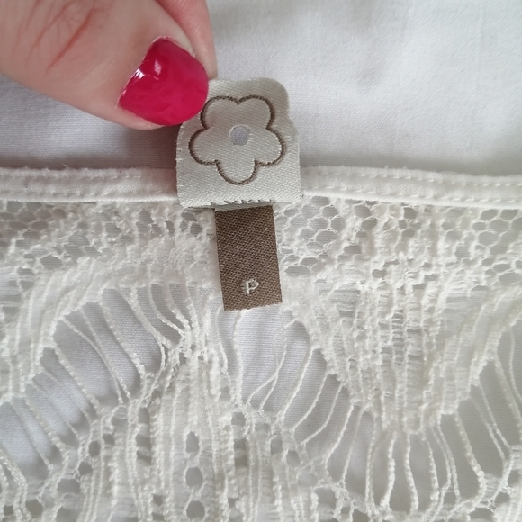 Farm Rio Sheer Lace Long Sleeve Ivory Blouse P (00-0) - Picture 10 of 16